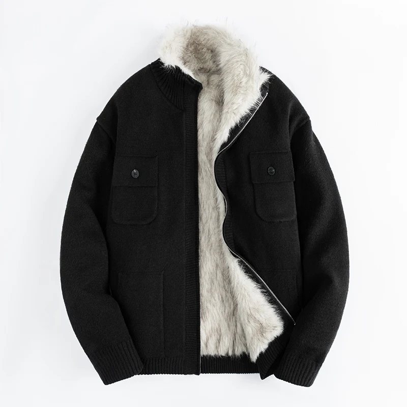 

Thiened Хлопковая рабочая одежда Jaet Мужское вязаное зимнее пальто из норкового меха в американском стиле молодежная модная подставка из полиэфирного волокна