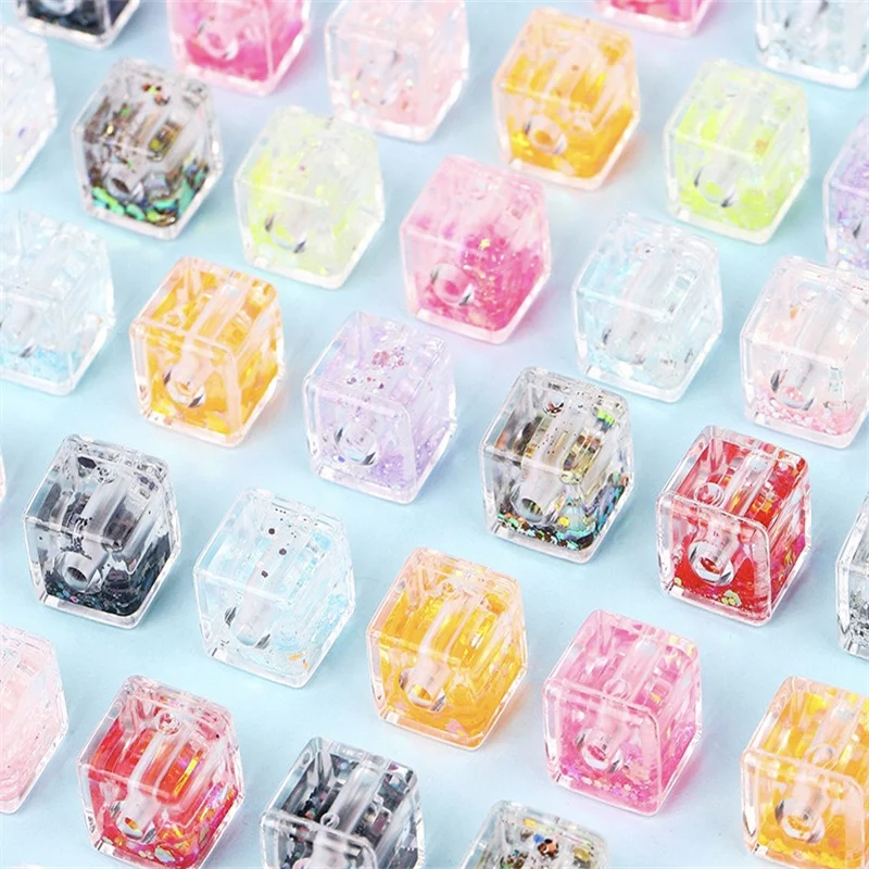 

Wholesale 20pcs/lot 17mm sequin quicksand effect geometry square shape acrylic beads diy jewelry garment accessory