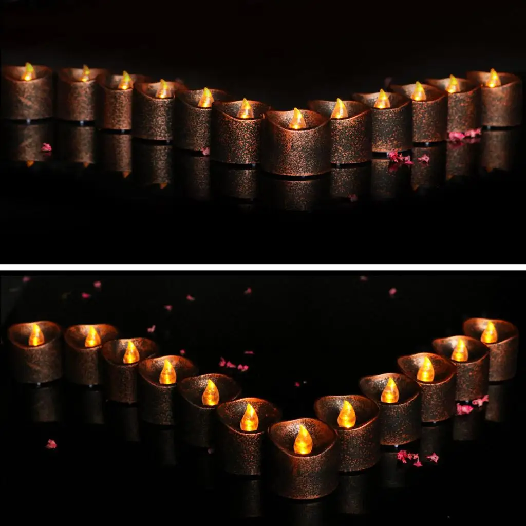 Vintage LED Tealight Candle Flameless Candle Tea Light for Wedding Proposal Valentine's Day Decor