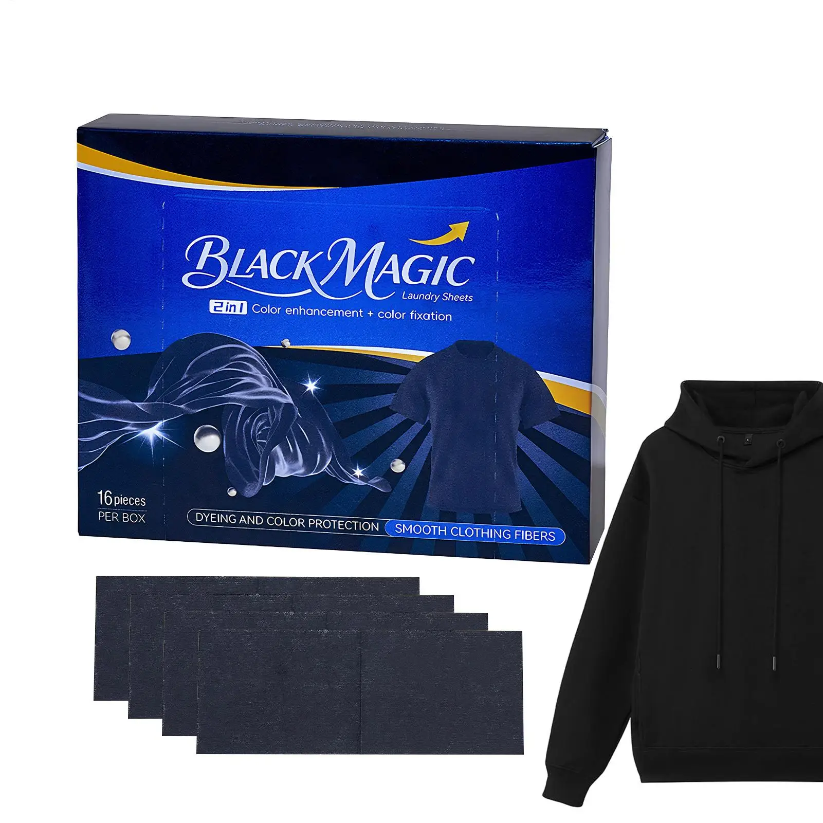 16 PCS Washing Machine Black Dye All Purpose Intense Clothing Care Fabric Color Booster Dark Fabric Care Restorer Sheets