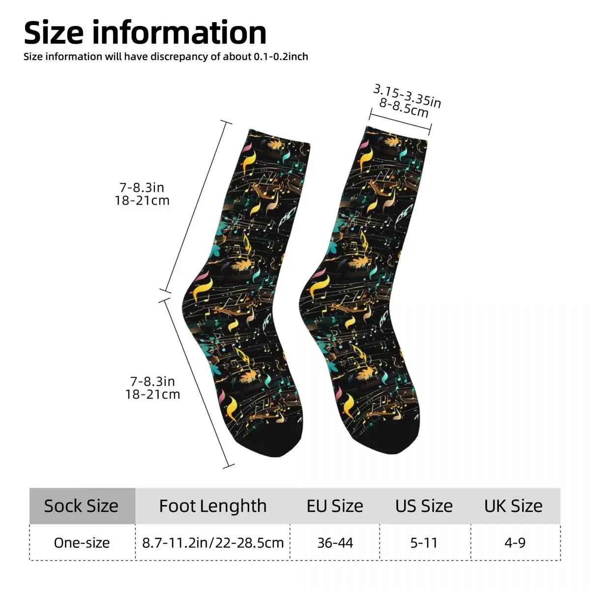 Medias con notas musicales abstractas, calcetines gráficos Harajuku, calcetines antideslizantes de primavera para adultos y hombres, calcetines suaves deportivos para correr