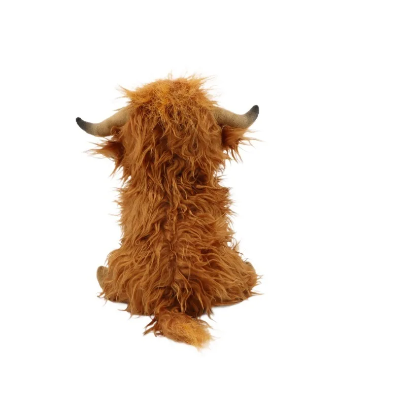 Simulation Kyloe Cream Highland Cow Animal Peluche, Soft Butter Stuffed, Cattlle Plushie, Cadeau pour Enfants, Garçons et Bol, 30cm