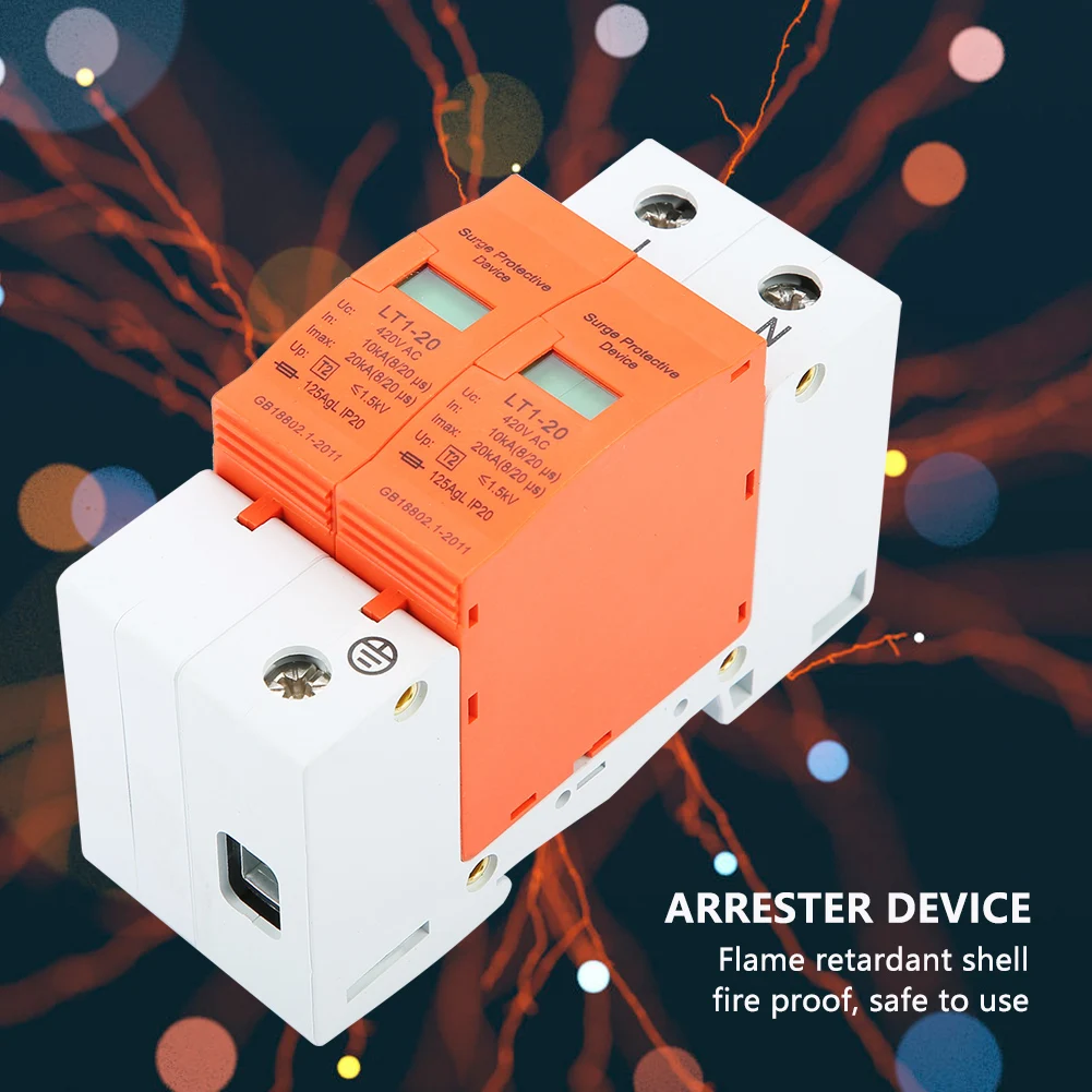 

2P 10kA-20kA 420vAC House Surge Protective Low-voltage Arrester Device Surge Protective Device House Arrester Device Controle