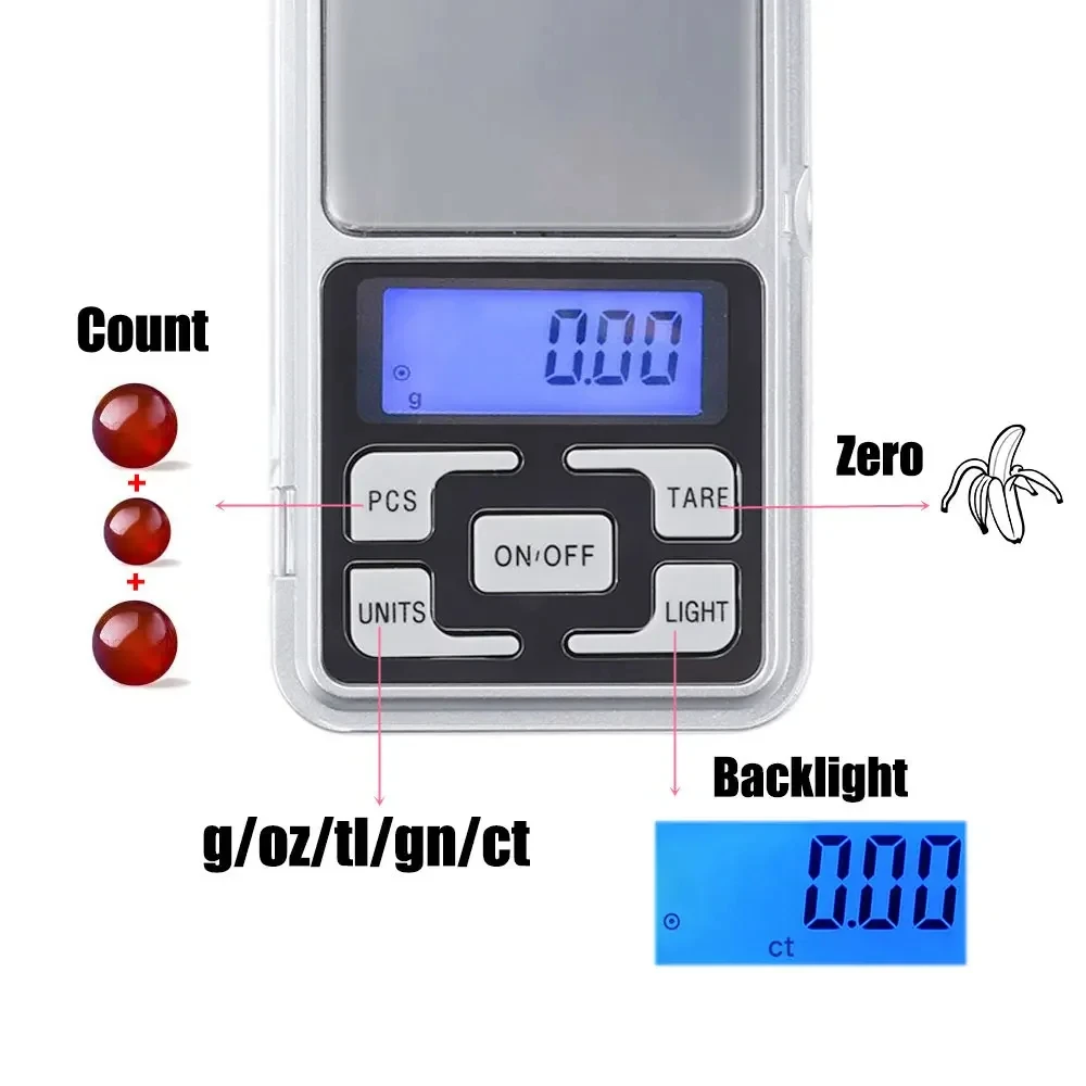 Mini-Elektronikwaage, hochpräzise Taschen-Digitalwaage für Gold, Sterling, Schmuck, Waage, Gramm, für Küchenwaage, 500 g x 0,1 g