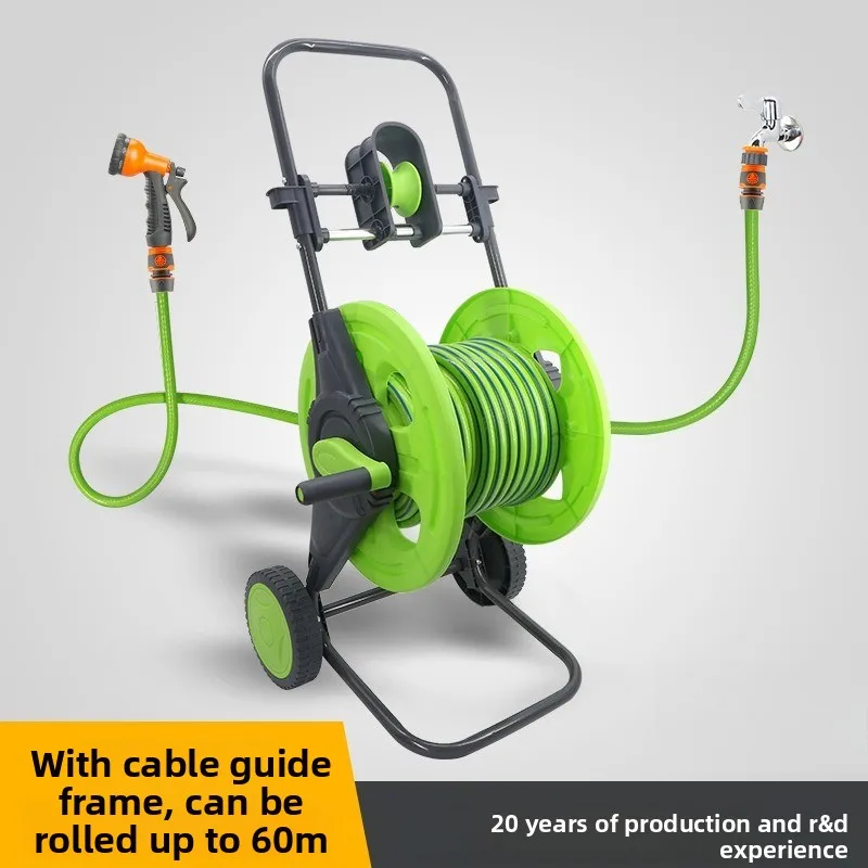 Hose Reel Hand Push Water Pipe Truck for Gardening, Watering, Water Pipe Storage, Car Washing, Water Pipe Truck Tools Hose Cart