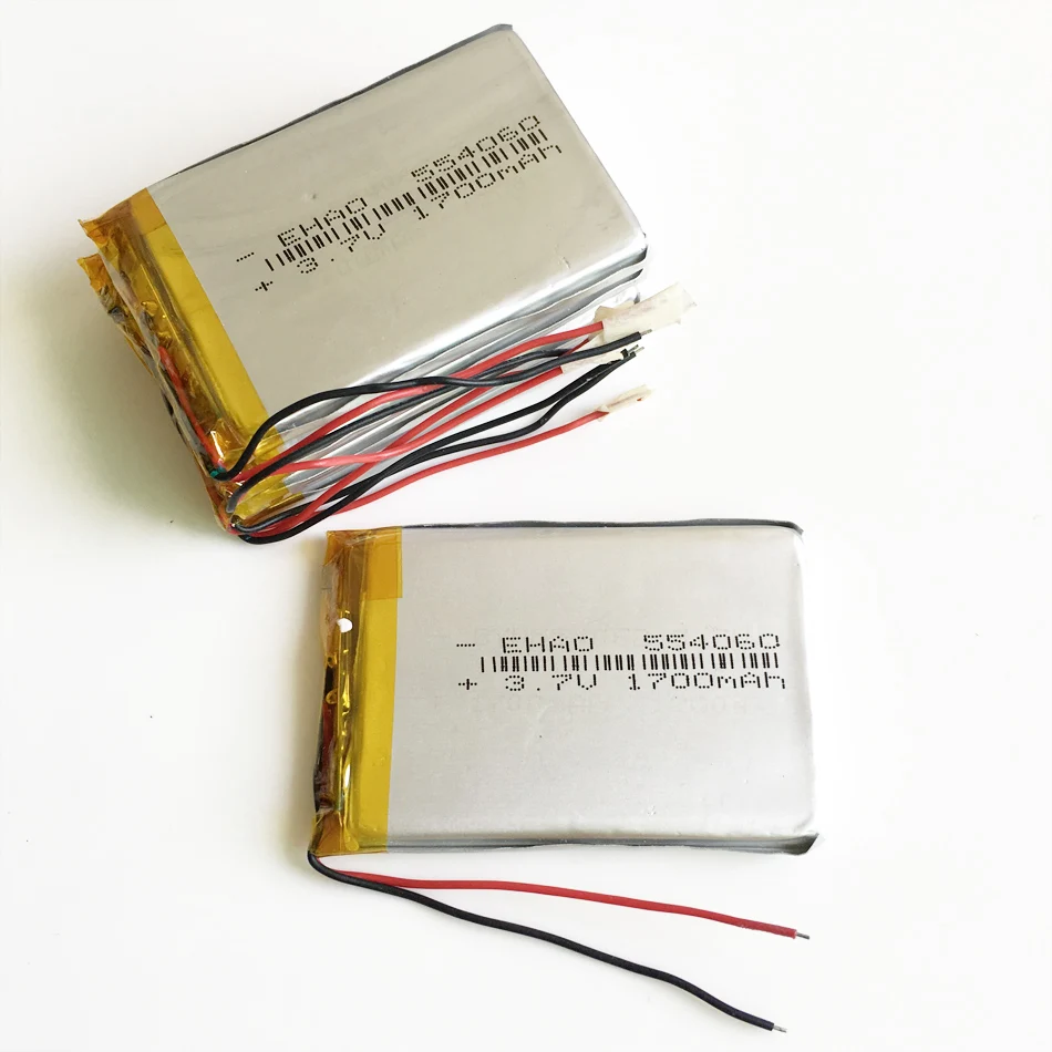 Batteria ricaricabile ai polimeri di litio Lipo 3.7V 1700mAh per MP3 Navigatore GPS Registratore DVD Auricolare E-book Camera 554060