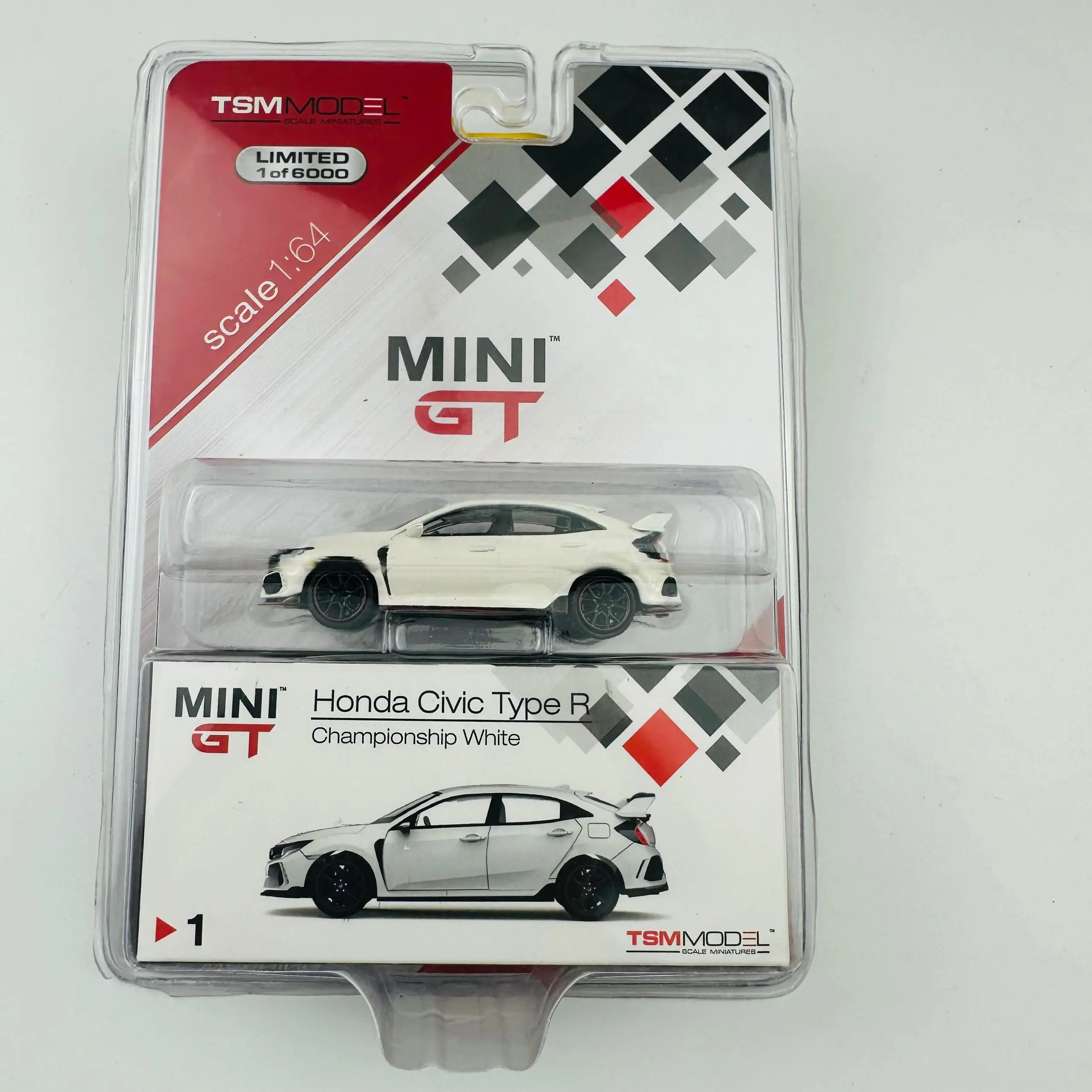 TSM Mini Gt 1/64 Minigt 1 civic  (FK8) MJ White Die-cast Alloy Car Model Collection