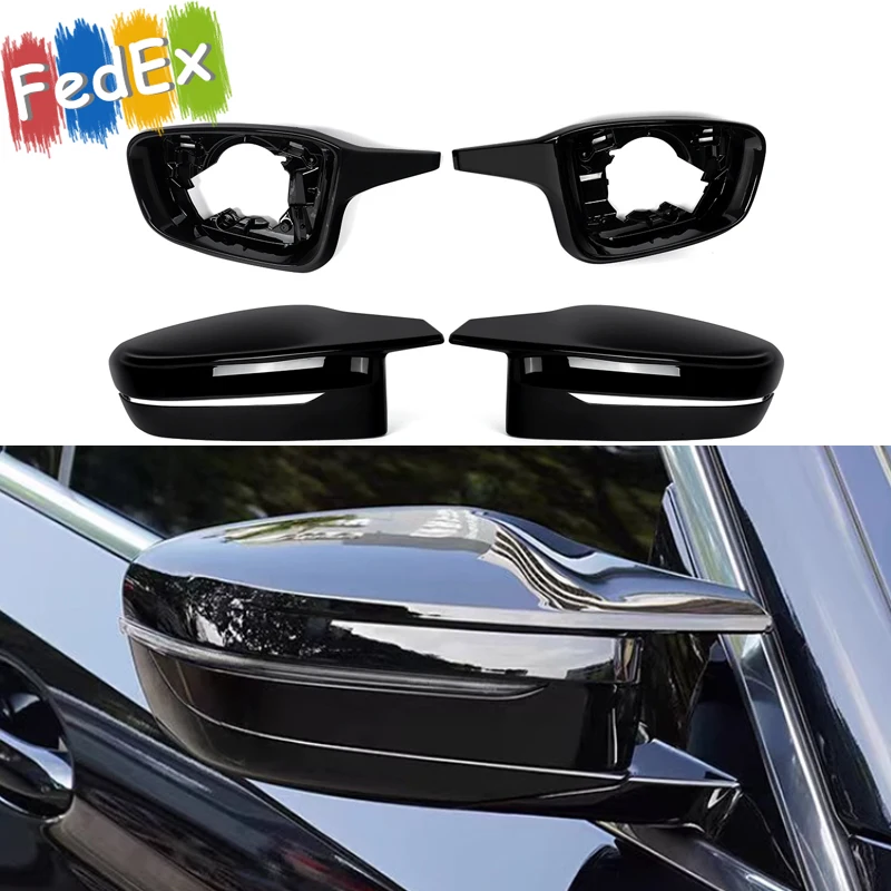 

Rearview Mirror Shell Fit For BMWG42 G20 G22 G23 G26 G28 G80 G82 G83 G11 Gloss Black Mirror Cover Cap Housing M5 Style 1:1 4PCS