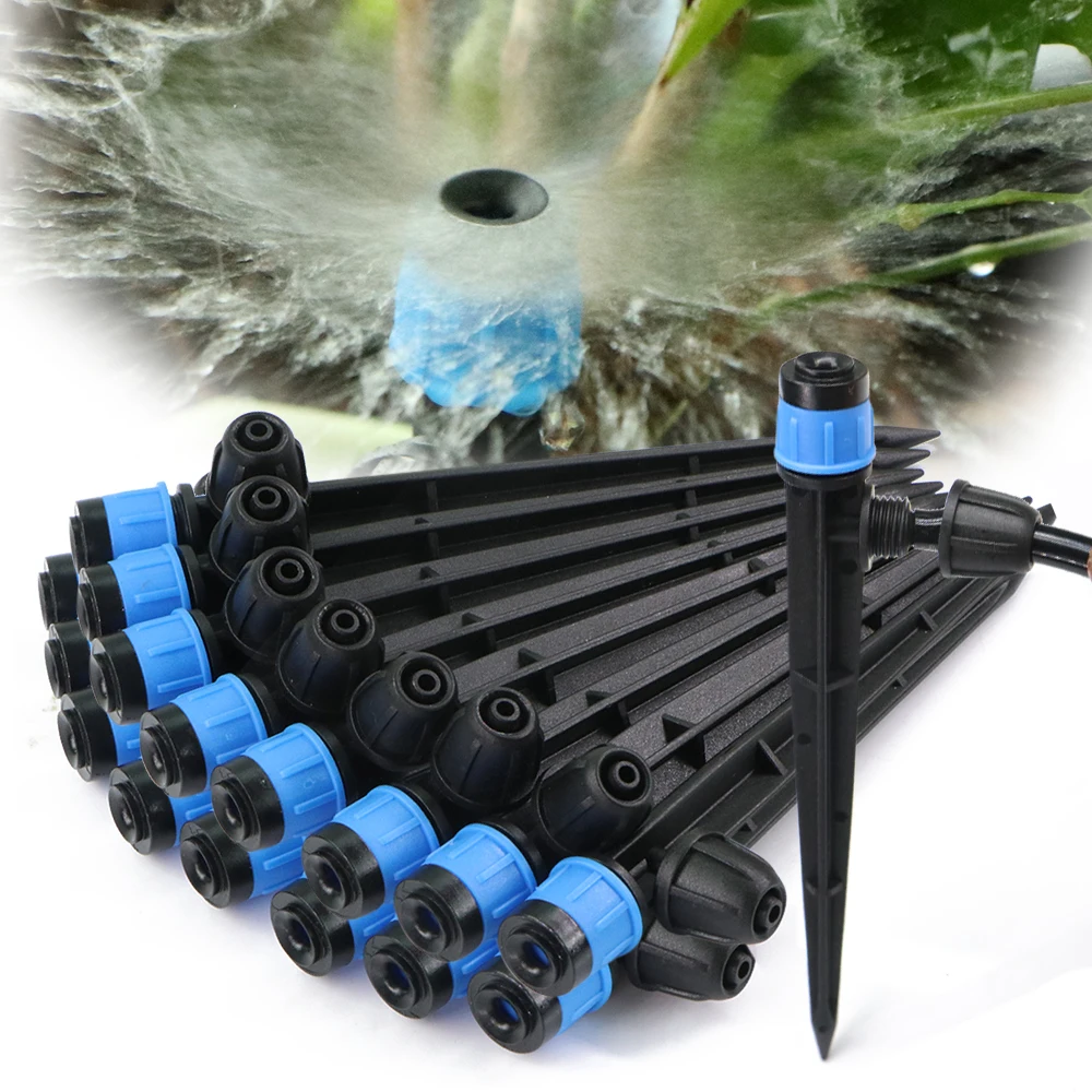 Garden 13cm Stake Drip Irrigation Sprinkler 360 Degrees Rotating Nozzle Vortex Emitters for 1/4”Watering Hose Plnats Pot Dropper