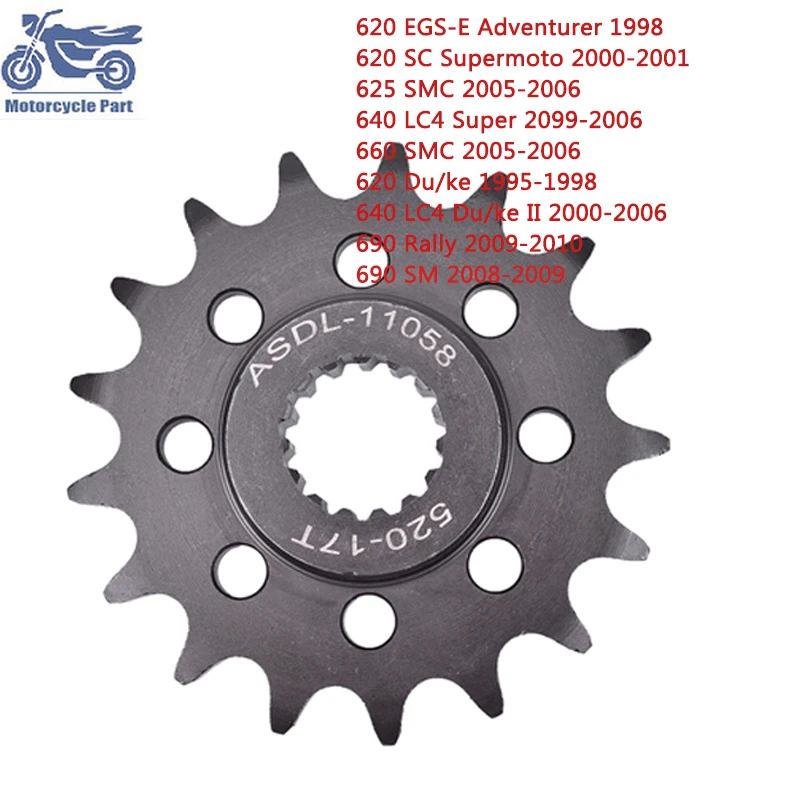 520 17T Motorcycle Front Sprocket For 620 625 640 660 690 EGS-E Adventure SC Supermoto SMC LC4 Rally SM LC4 Du/ke II