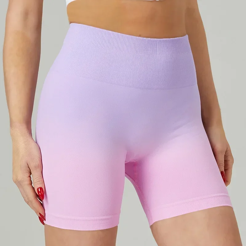 New High Waist Gradient Shorts Peach Hip Tight Outdoor Fitness Sexy Yoga Shorts Workout Shorts  Biker Shorts for Women YSDRS15