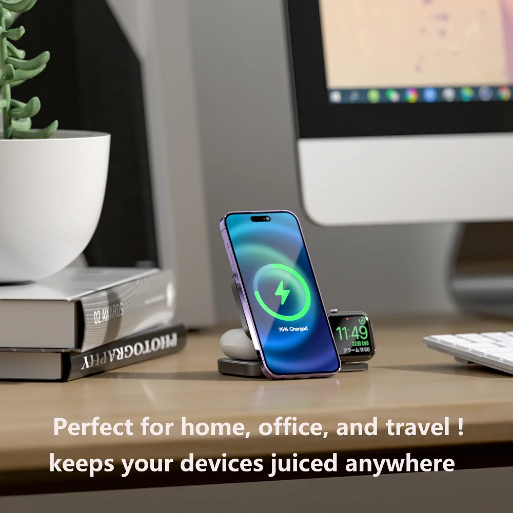 Magsafe Charger Stand for iPhone and Apple Watch Charging Minimalist Travel Charger for Magsafe Accessories iPhone Magnetic Charger