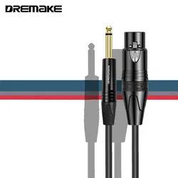 DREMAKE 6.35 męskie do 3-pinowe XLR żeńskie XLR do Mono Jack 6.3/6.5mm męskie wtyk mikrofon Audio kable do wzmacniacz miksujący głośników