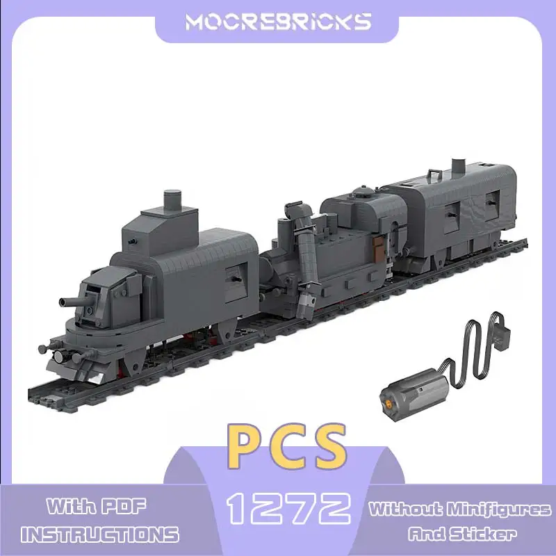 MOC-152738 Armored Train 53 Building Blocks War Series Vehicles Model Creative Bricks Desktop Decoration Toy Set Kids Gift