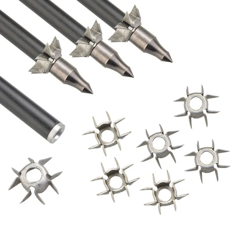 Judo Arrowhead 24pcs 8 Paw Broadhead ID 6.2mm 23Grain Arrow Tips with Black Storage Case for Bow Hunting Target Shooting