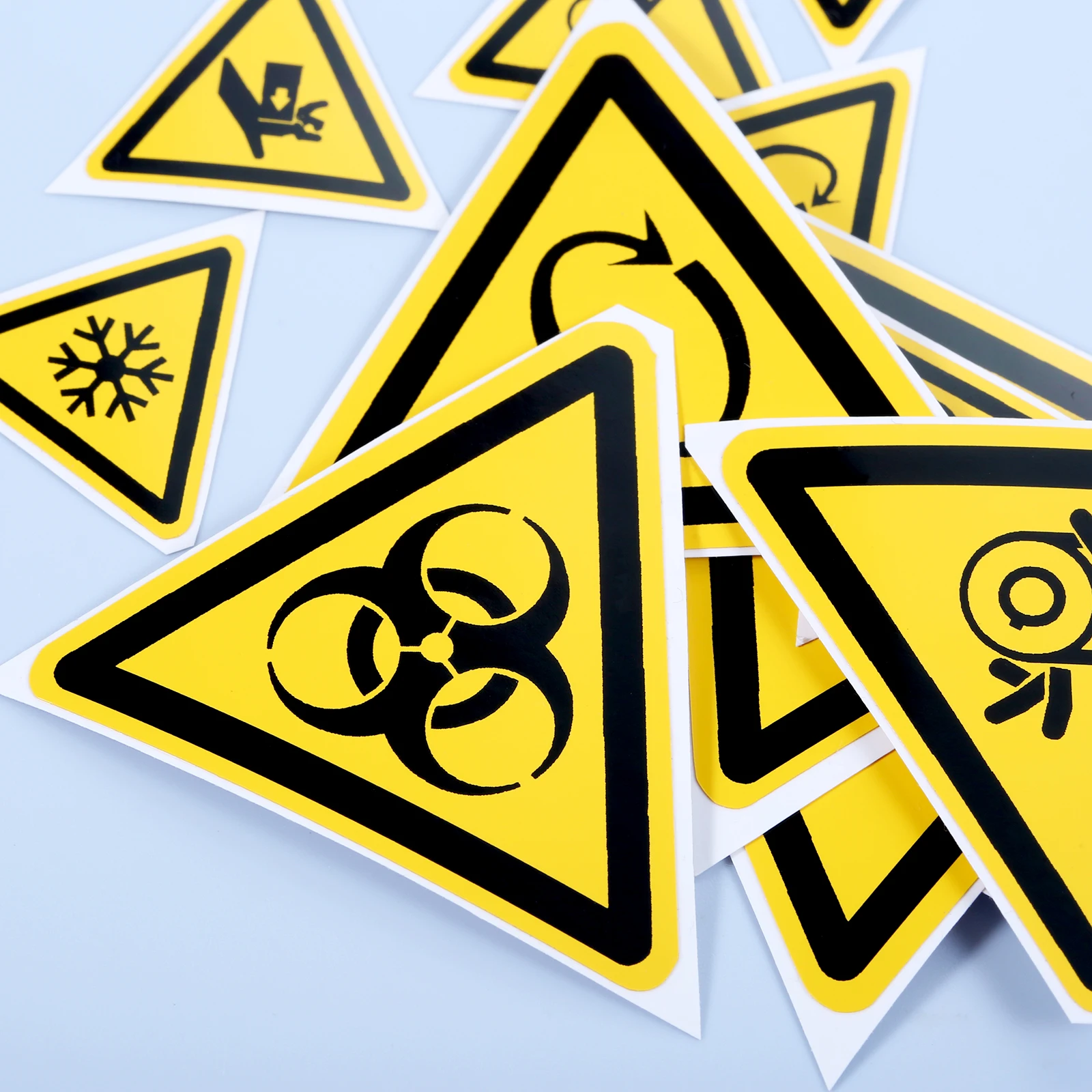 5Pc PVC Warning Signs Sticker Logo Security Safety Labels Water-Resistant Oil-Proof Warning Tag Wall Machine Sticker 25/50/100mm