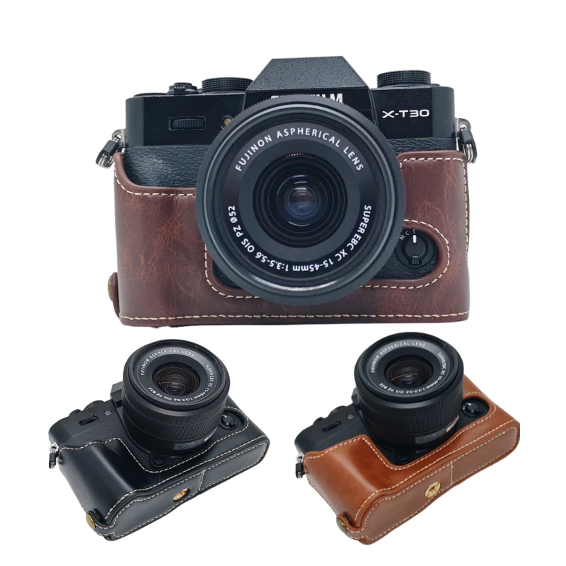 For Fujifilm XT30III XT30II XT30 XT20 XT10 PU Leather Half Body Case Camera Bottom Base For FUJI X-T30 III X-T30 II X-T30 X-T20