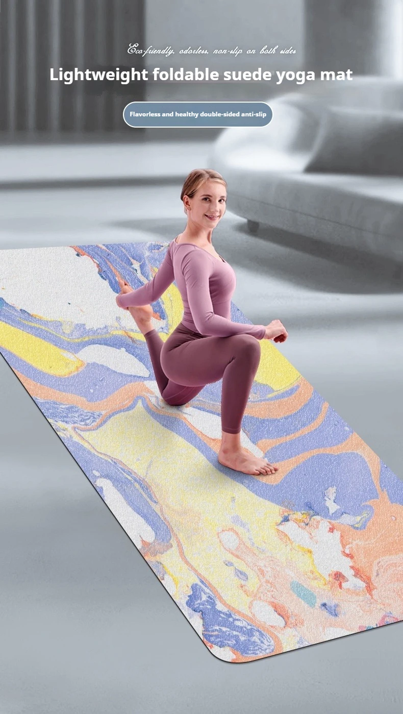 1.5mm Light Thin Foldable Suede Rubber Yoga Mat Towel Sweat-absorbing Non-slip Silent Gymnastics Workout Gym Exercise - view 3