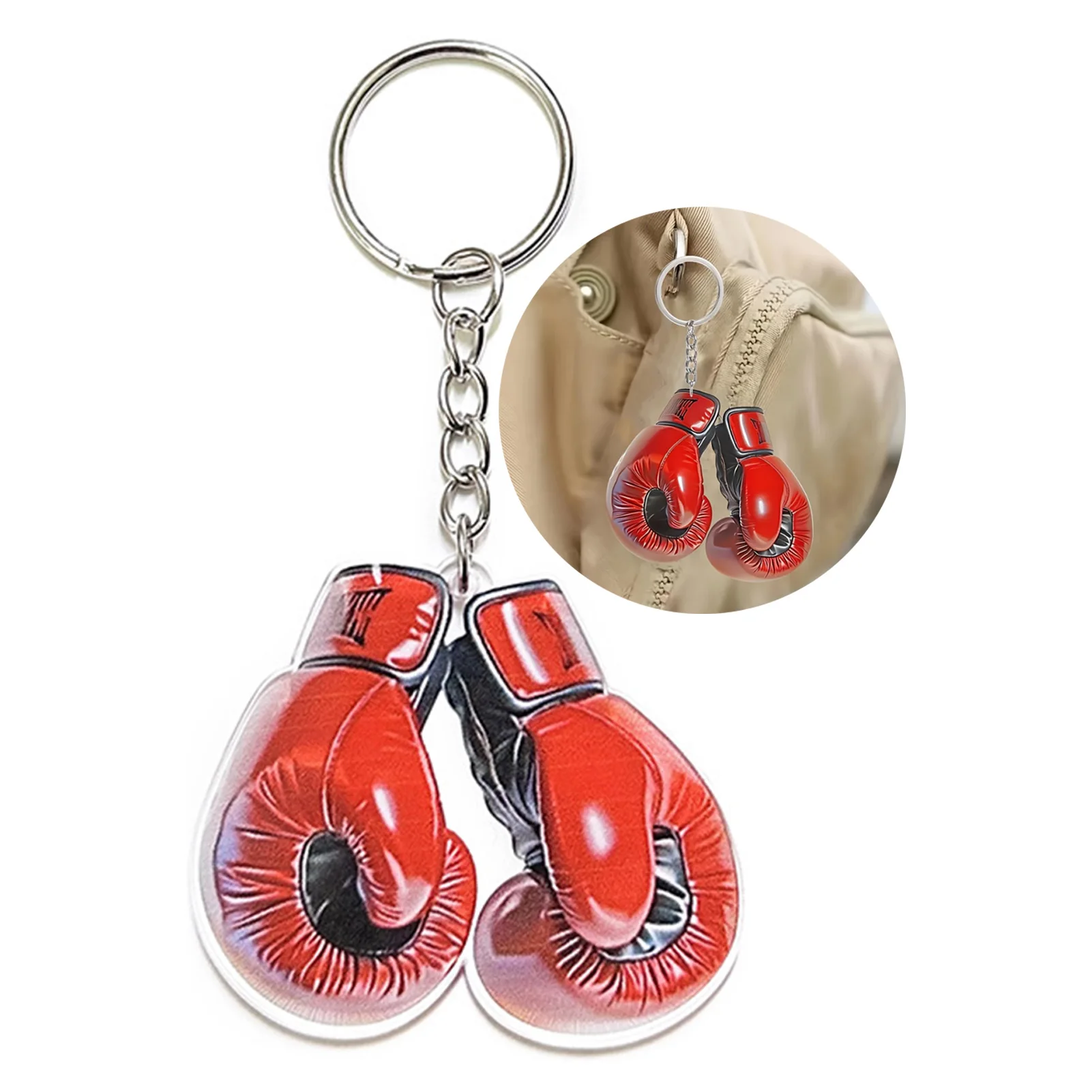 Key Holder Pendant Boxing Gloves Keychain for Birthday Gifts Acrylic Sporty Bag Charm Durable Accessories for Men Women