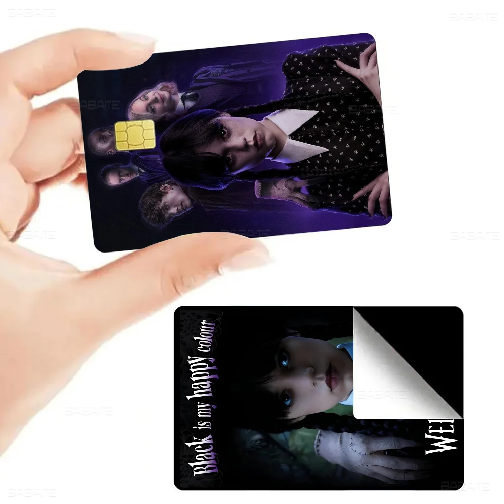 American Movie TV Wednesday Addams Game Film Cover Sticker Case For Small Chip Credit Debit Card Front Side