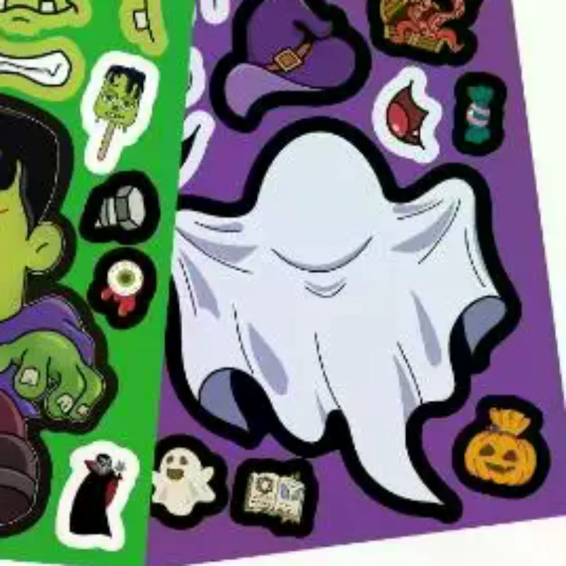 

Захватывающая игра-головоломка на Хэллоуин своими руками, 8-листный набор «Призрак тыква», наклейки из ПВХ, сувениры для вечеринок, развивающие детские игрушки в подарок