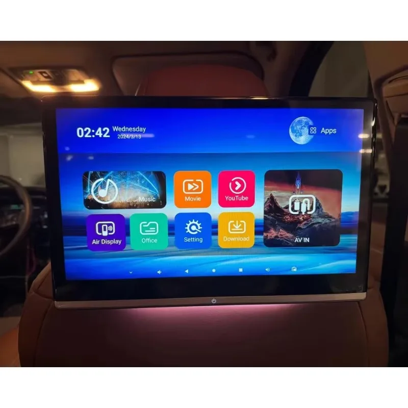 13.3inch Car Headrest Monitor Input Output 2GB+32GB / 4GB+64GB Wifi 4K Full Touch Screen Rear Seat Entertainment System