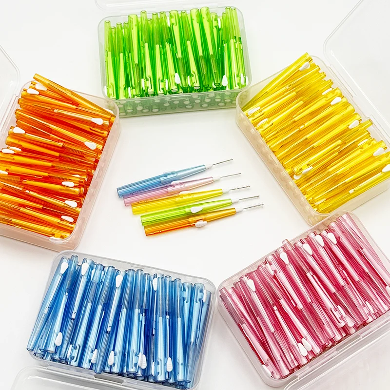 60pcs/box Interdental Brushes Dental Teeth Cleaning Orthodontics Oral Care Toothpick Dental Tool Floss Orthodontic Tooth Brush