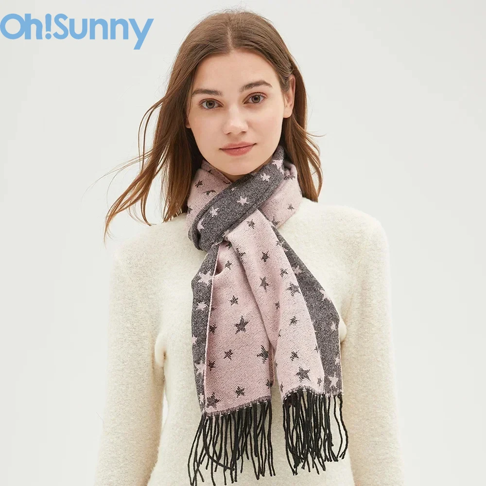 OhSunny Winter Women Cashmere Scarf Luxury Shawls Wraps with Tassels Pashmina Blanket Quality for Outdoor Keep Warmer