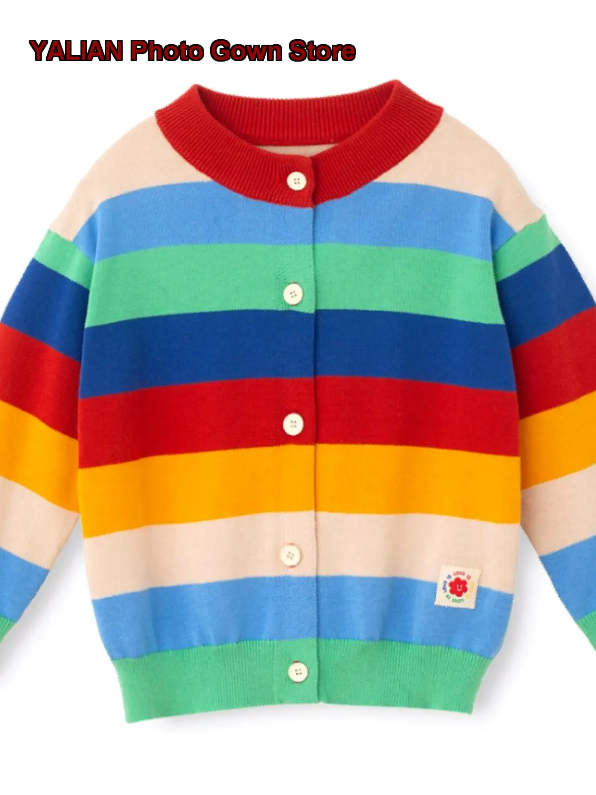 Pure Cotton A-Class Knit Long Sleeve Cardigan Spring Autumn Rainbow Color Toddler Long Sleeves Kids Girls