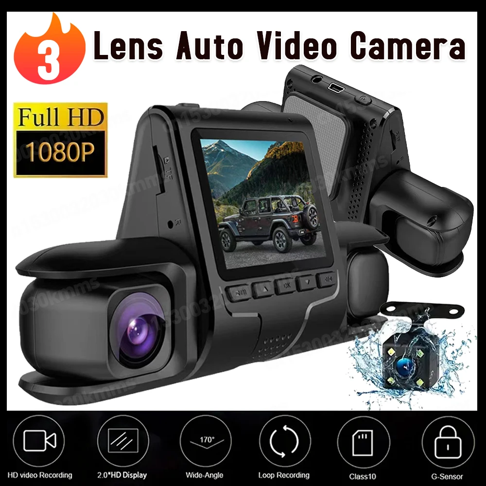 

3 Channel Car DVR HD 1080P 3-Lens Inside Vehicle Motion Detection Three Way Camera DVRs Recorder Video Registrator Camcorder