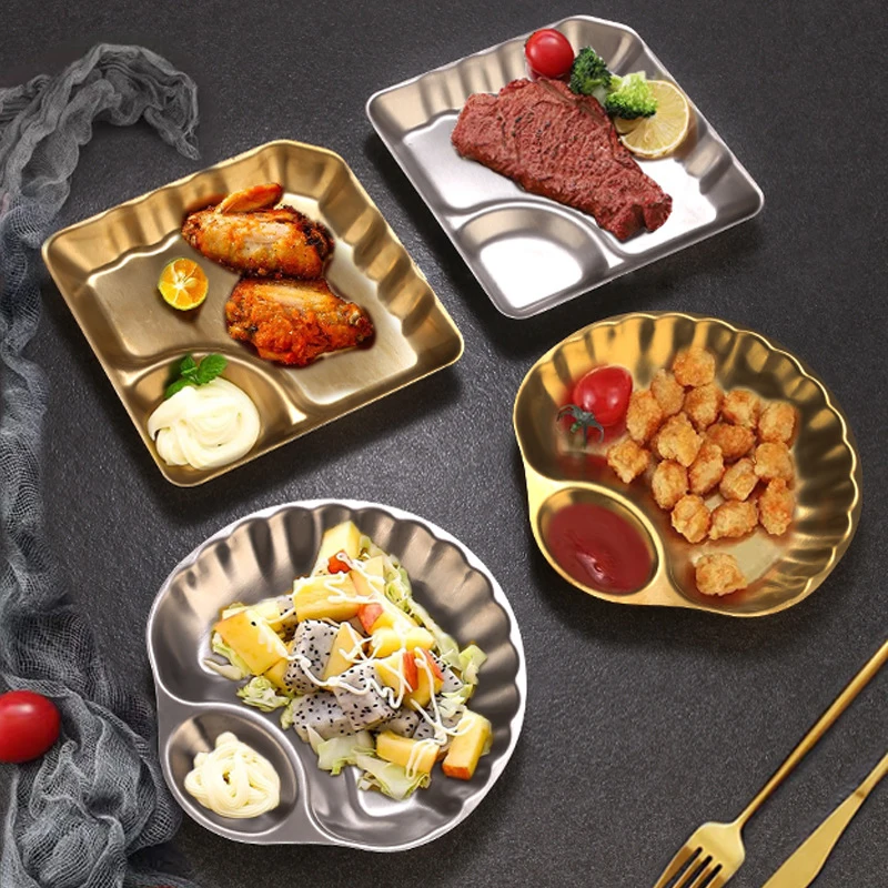 French Retro Shell Shape Stainless Steel French Fries Fried Chicken Snack Plate Home Storage Decorative Plate Outdoor Tableware