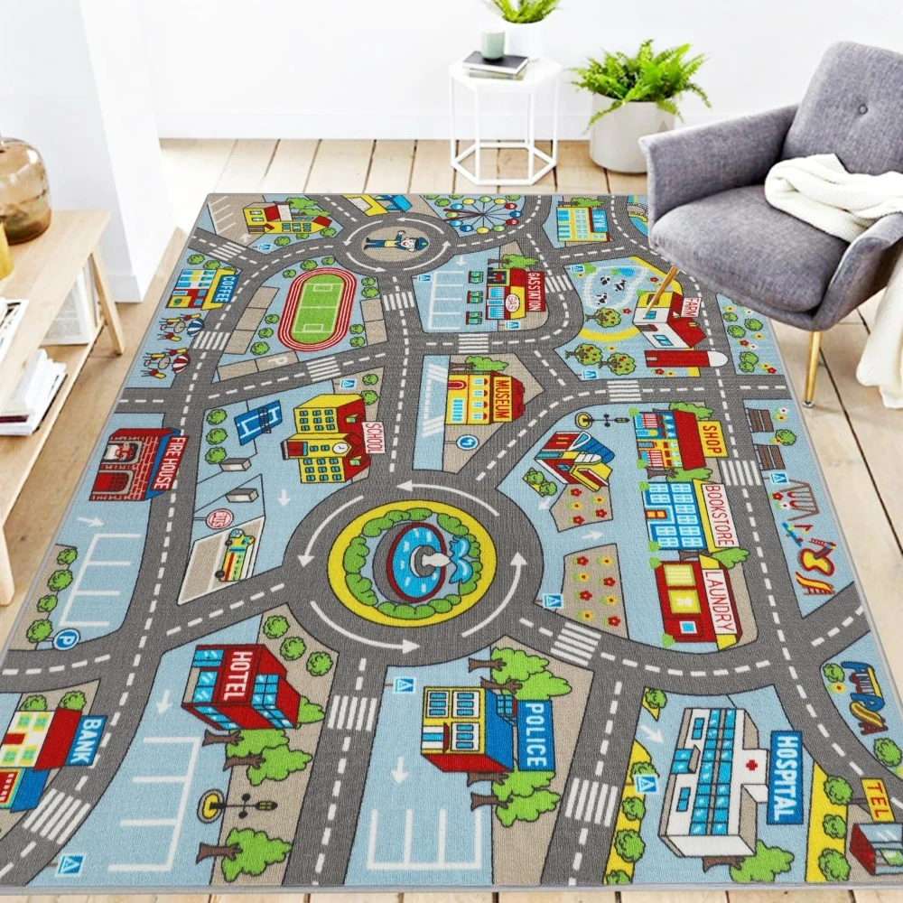 Kinder Verkehrsstraße Spielmatte Teppich Waschbare Auto Karte Pädagogisches Lernen Kinderzimmer Teppich für Spielzimmer Schlafzimmer Dekor Alfombra
