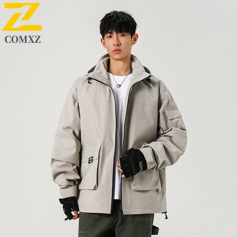 

Men's Jacket 2025 New Fashionable Versatile Comfortable Breathable Workwear Hooded Jacket Outdoor Casual Men Zipper Windbreaker