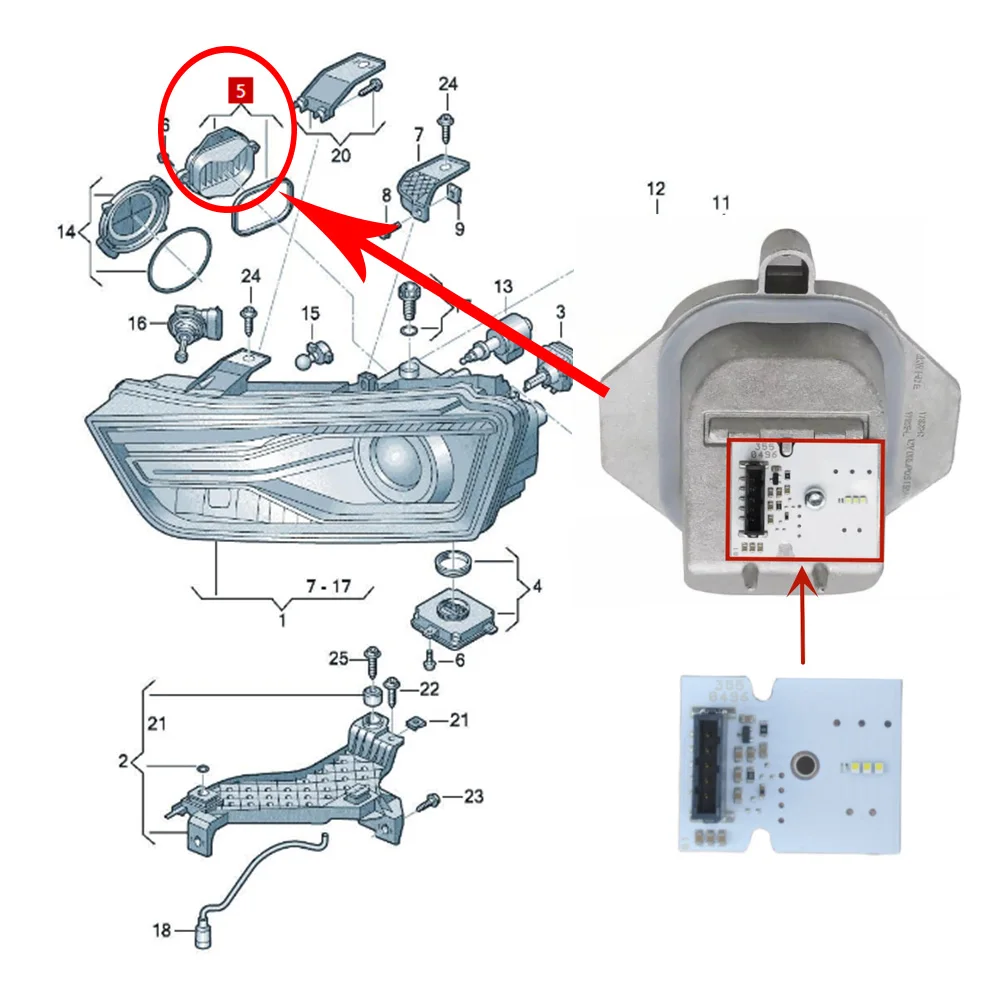 8U0941475B 8U0941475C White DRL Boards For Audi Q3 8U 2016-2018 Xenon Headlight Ballast Daytime Running Light Module Angel Eyes