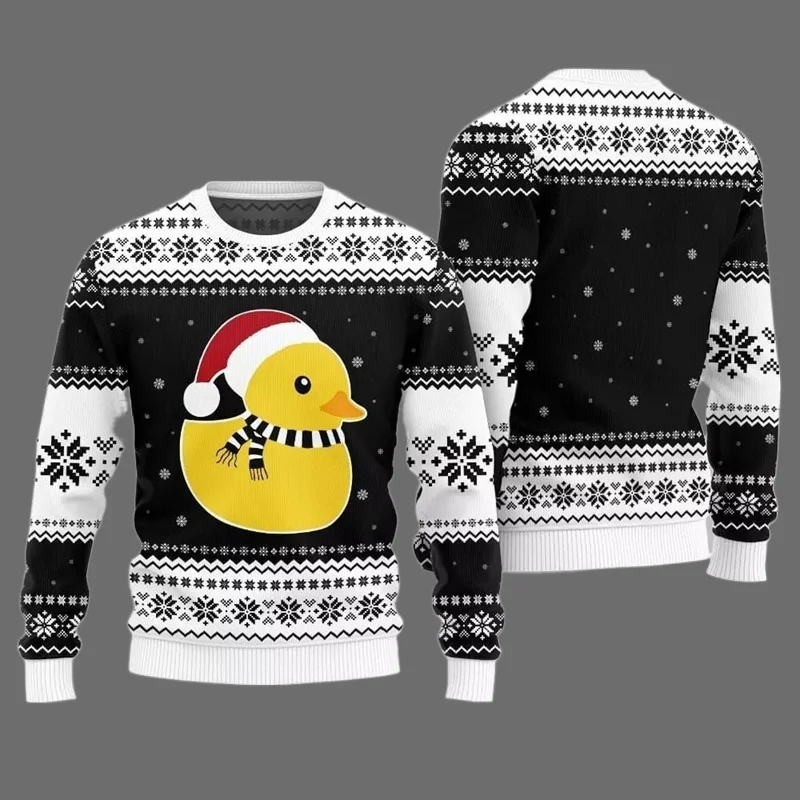 2026 متعة البط والأوز الكرتون ثلاثية الأبعاد مطبوعة سترة قبيحة الأسرة حفلة عيد الميلاد هوديي المتضخم الكبار الخريف/الشتاء #2