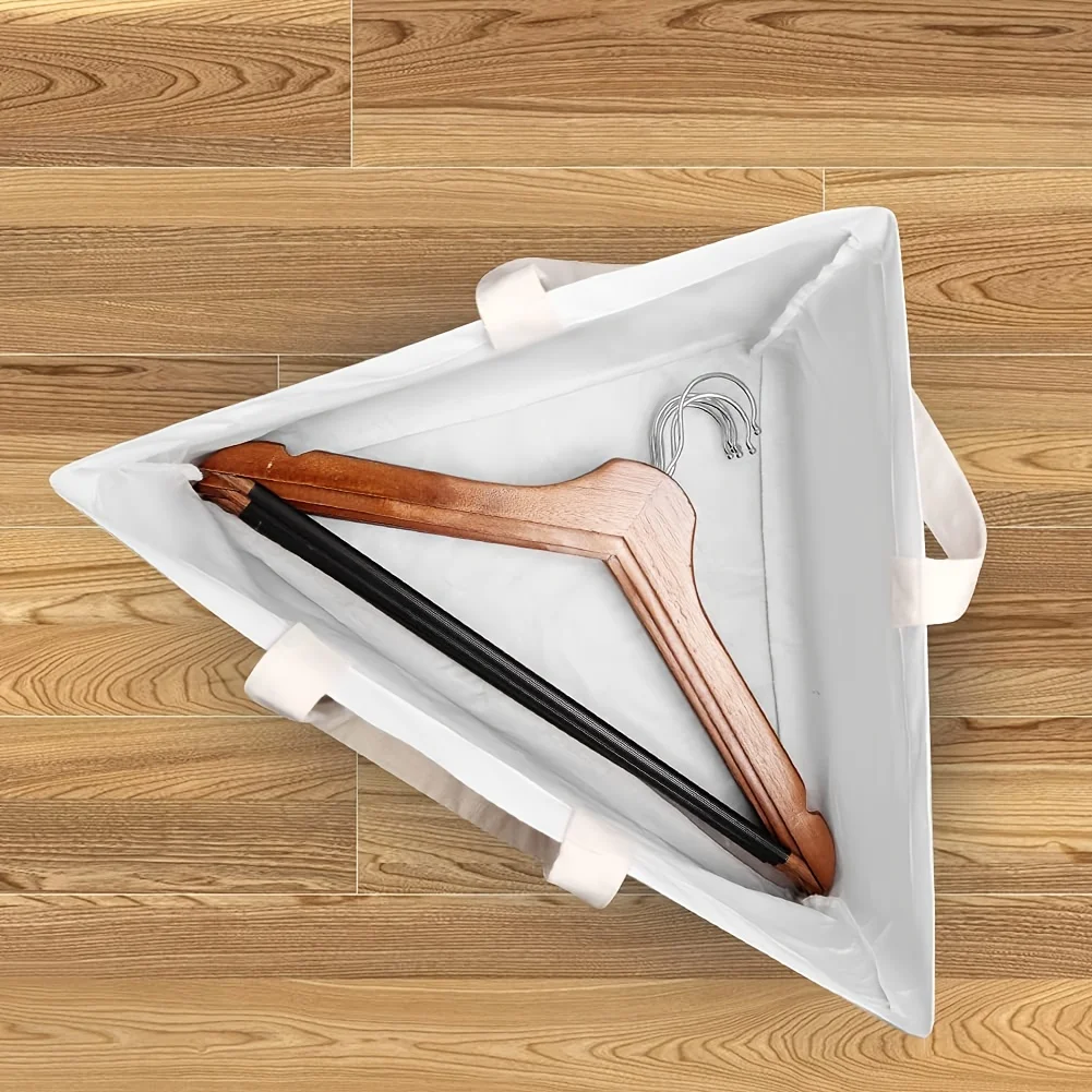 حقيبة تخزين شماعات مثلثة موفرة للمساحة مع مقابض لغرف الغسيل ورفوف التجفيف - خزانة معاصرة متعددة الأغراض