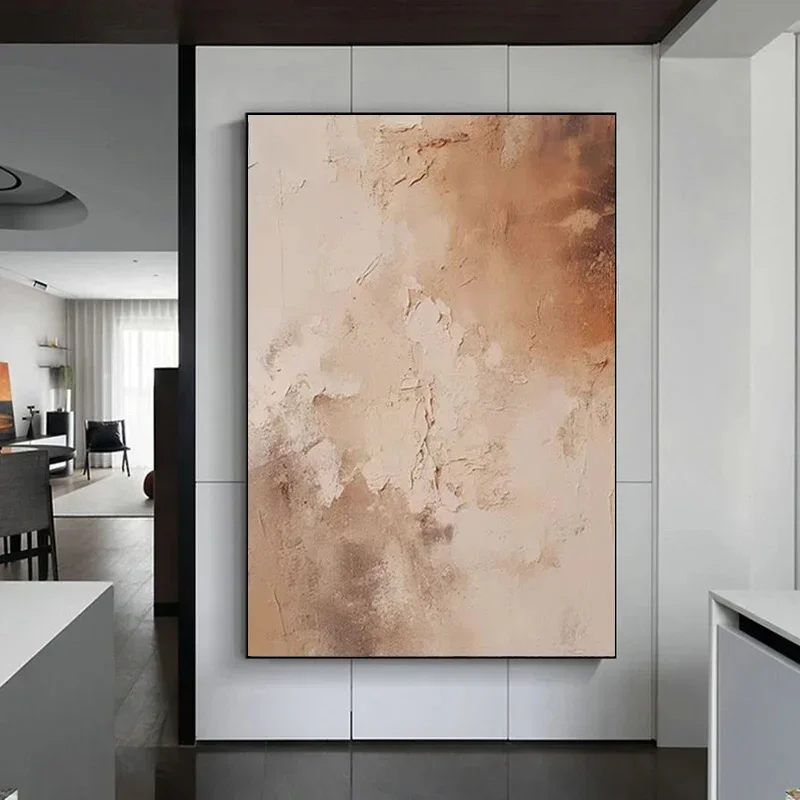 Handmade Soft Contrast Oil Painting Wall Art, Noframed Big Modern Abstract Textured Canvas Oil Painting for Livingroom Decortion