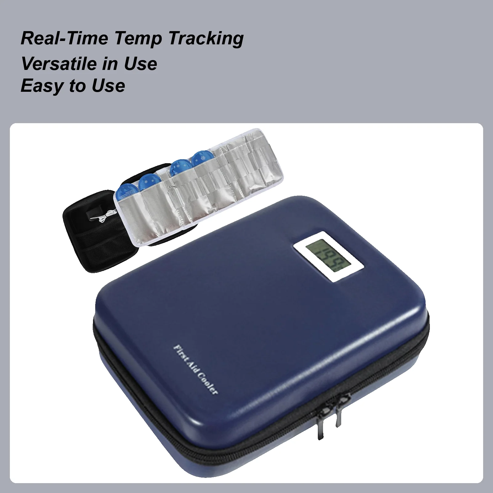 

Insulated Bag Travel Cooler Bag For 9-12 Hours Cooling Box With Temperature Display Medicine Pen Cool Case For Daily Travel Car