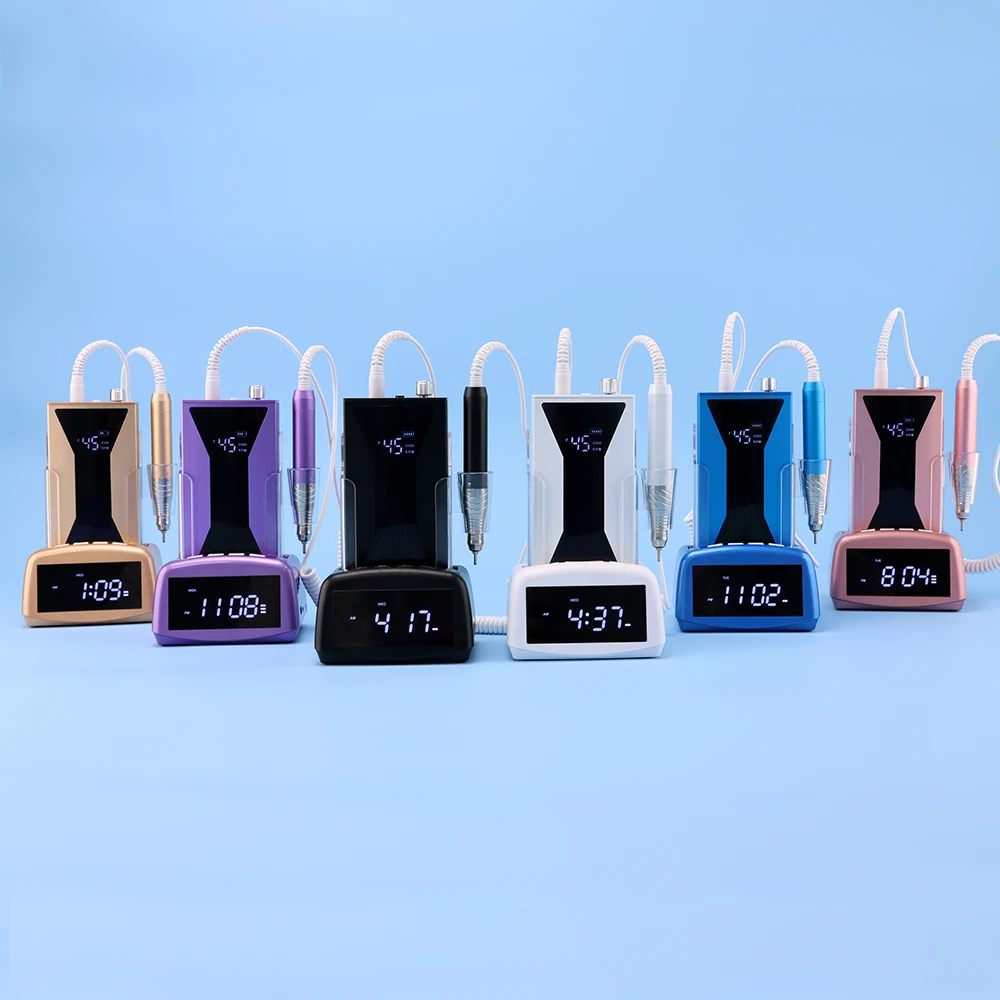 Nieuwe Borstelloze Accuboormachine 45000 RPM Oplaadbare Nagelschuurmachine Elektrische Vijlboor Frezen met Basis 85 w Hoge Snelheid 45 K