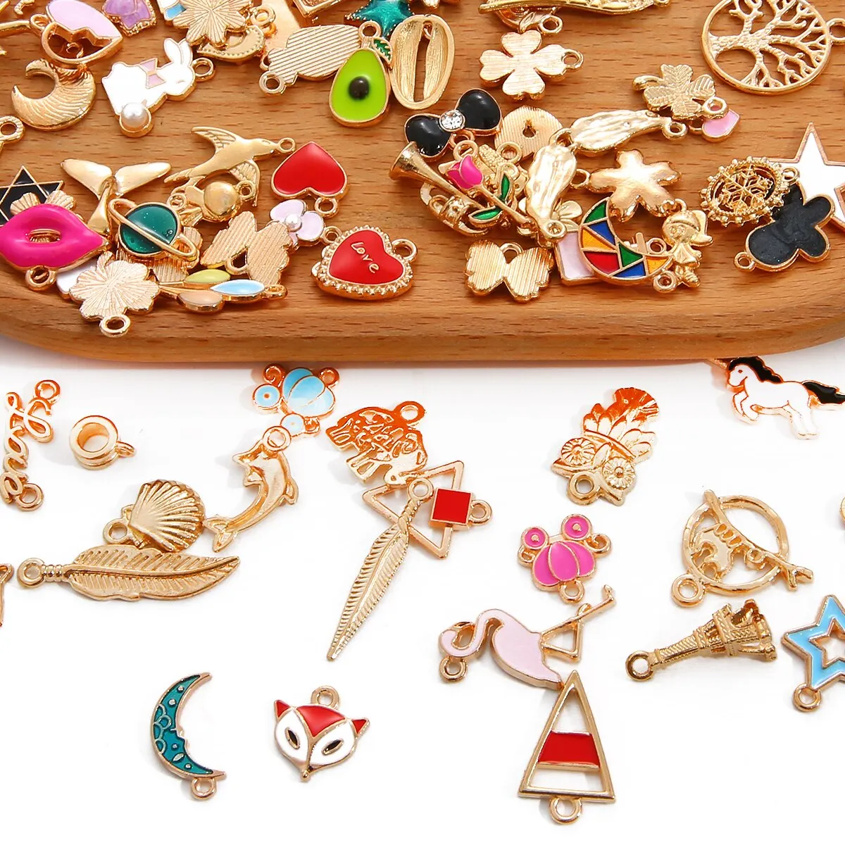 20pcs Drip Oil Alloy Small Pendant Mixed DIY Handmade Necklace Earrings Accessories Bracelet Pendant Materials Accessories