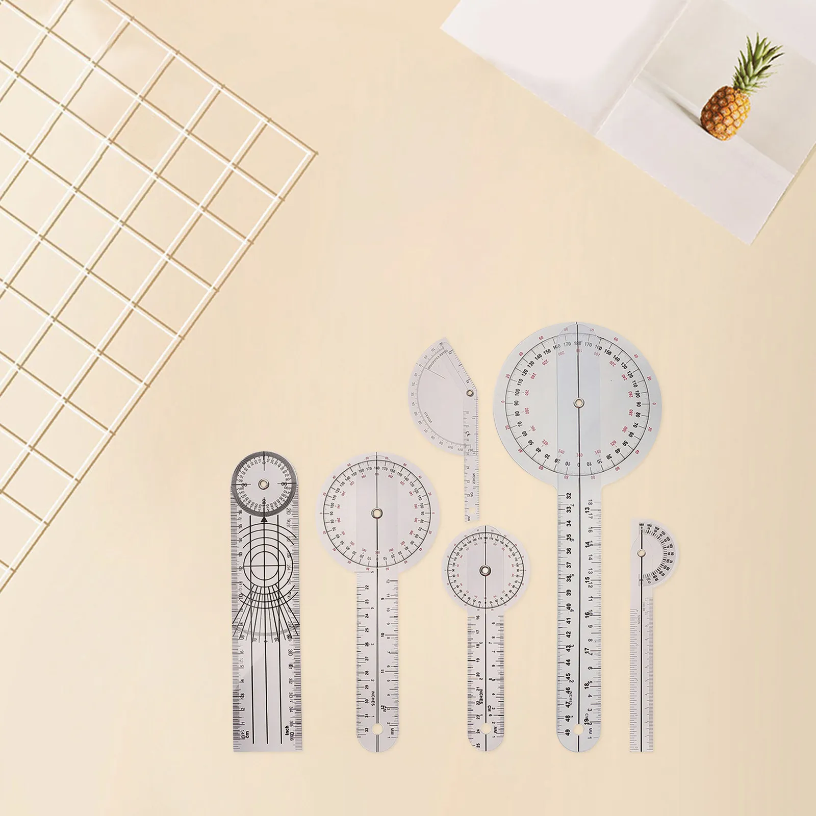 

6Pcs Professional Goniometer Kit Plastic Spinal Finger Goniometer for Physical Therapy Home Use Students Angle Measuring Tool