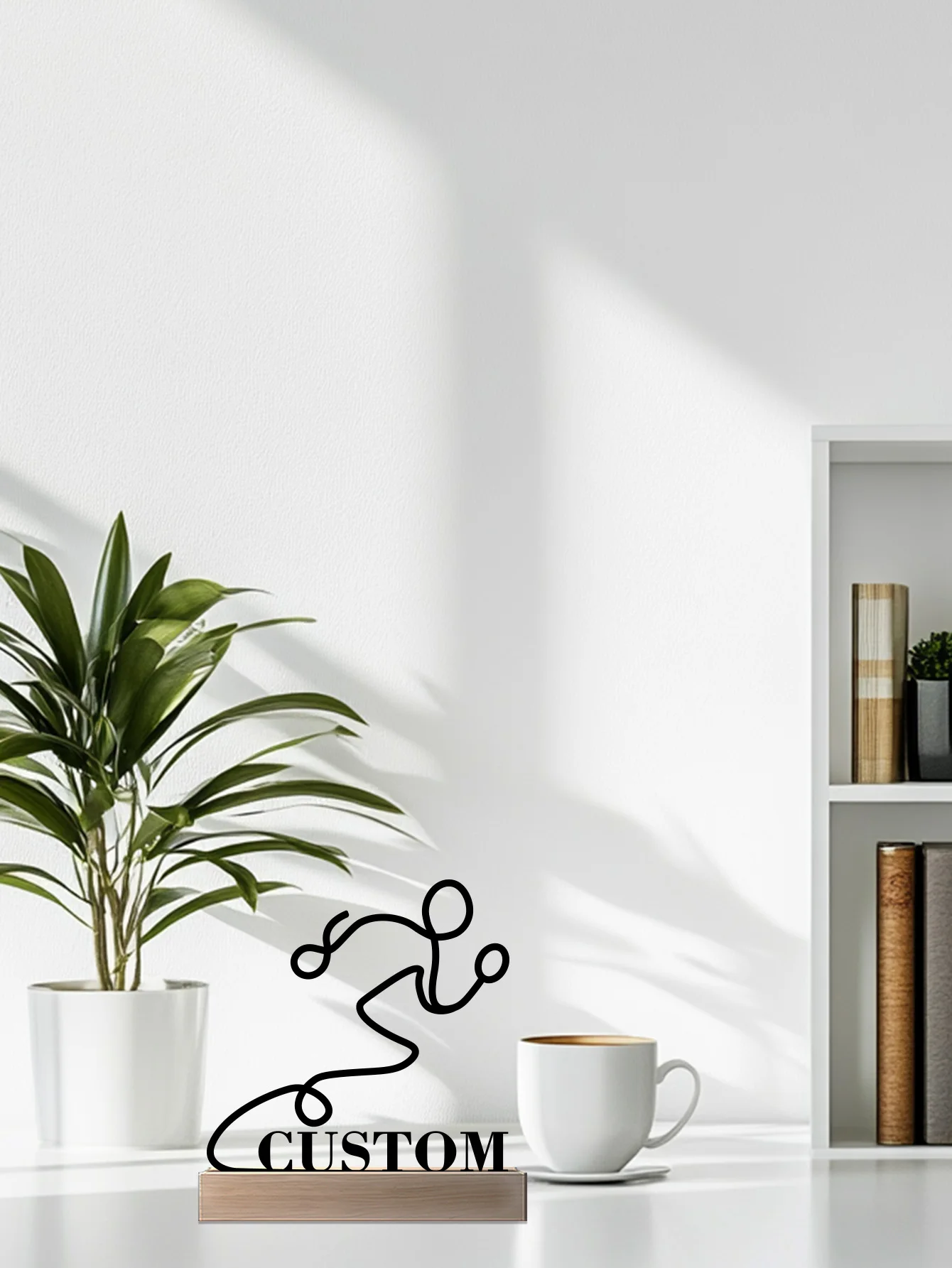 1pc Fashion Running Expert Nome personalizzato Statua di latta Ornamento in metallo Scultura in ferro Figurina artistica con base in legno Tavolo per la casa