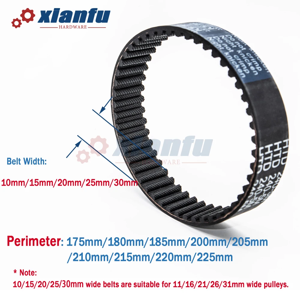 5M Timing Belt HTD5M Pitch 5mm Width 10/15/20/25/30mm Perimeter 175 180 185 200 205 210 215 220 225mm Synchronous Rubber HTD