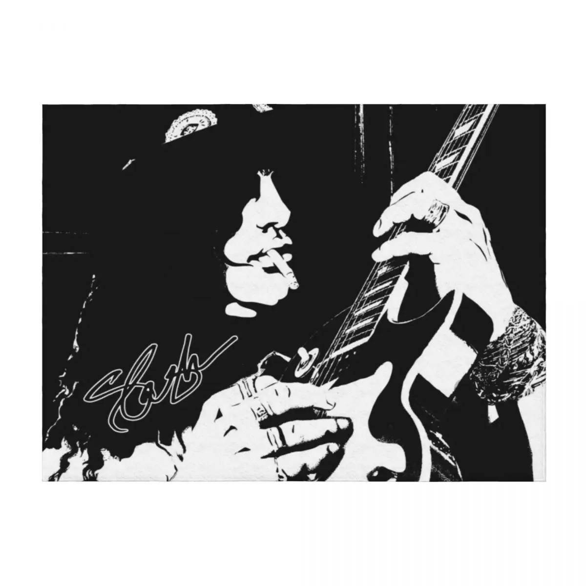

Legendary Rock Band Member a.k.a Guitar GOD Black Ink Media Poster Vector Pop Art Black And White Artwork V2 Throw Blanket