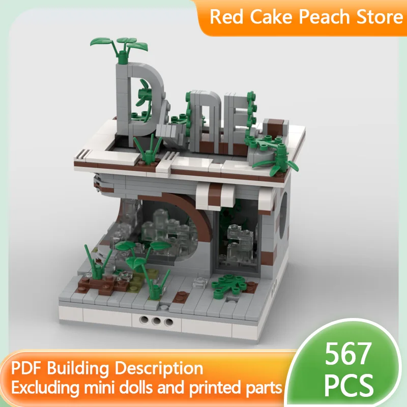Modelo de Vista de Rua da Cidade MOC, Blocos de Construção, Arquitetura de Restaurante em Ruínas, Tecnologia Modular, Brinquedo de Montar, Presentes de Férias para Crianças