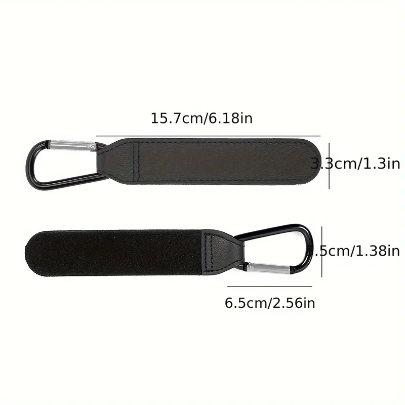 2-Pack PU Leather Stroller Hooks, Adjustable Pram Hook Children Travel Accessories for Organizing Bags on Strollers & Carts