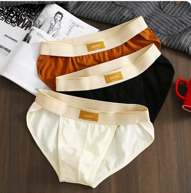 Men underwear cotton loose ropa interior hombre simple lingerie solid color calcinha Plus size sexy panties new boxers & briefs