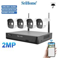 Srihome XVR CCTV System Colorful Night 2-Way Audio Waterproof PTZ WIFI IP Security Camera 4CH Video Surveillance Kit