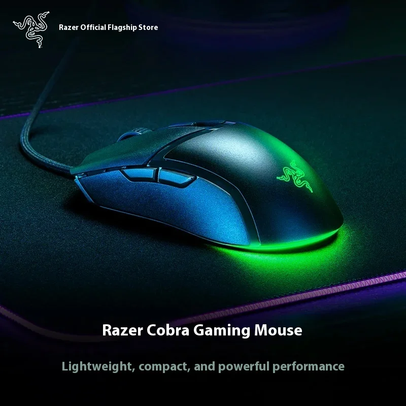 

Razer Cobra Wired Gaming Mouse Lightweight Small To Medium Size For Computer RGB Colorful Office Equipment And Accessories