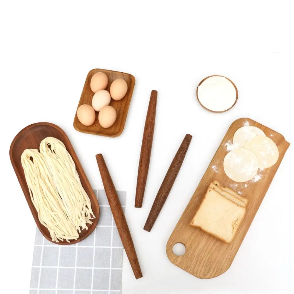Natural Material Solid Wood Rolling Pin Non-Stick Smooth Surface Wooden Dough Roller Pointed End Unpainted Baking Tools Pasta